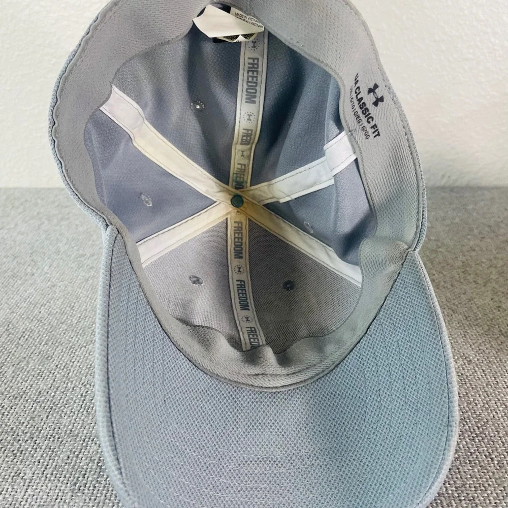 Under Armour UA Classic Fit Hat L/XL Gray Patriotic Flag Logo Stretch Cap Mens